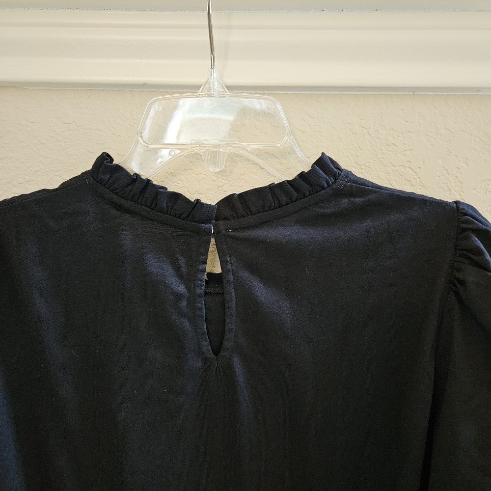 NWT BODEN Black Women's Supersoft Frill Detail Top Size 10 - Picture 5 of 8